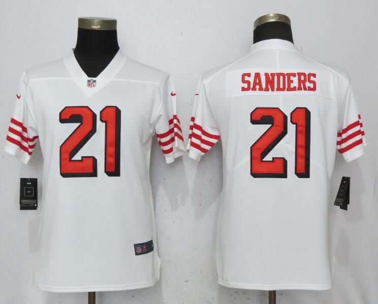 Women San Francisco 49ers 21 Sanders White Color Rush Nike Vapor Untouchable Limited Playe NFL Jerseys